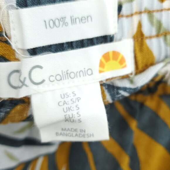 C&C California 100% Linen Pull On Ruffle Mini Skirt S Cream/Tan - Picture 3 of 11